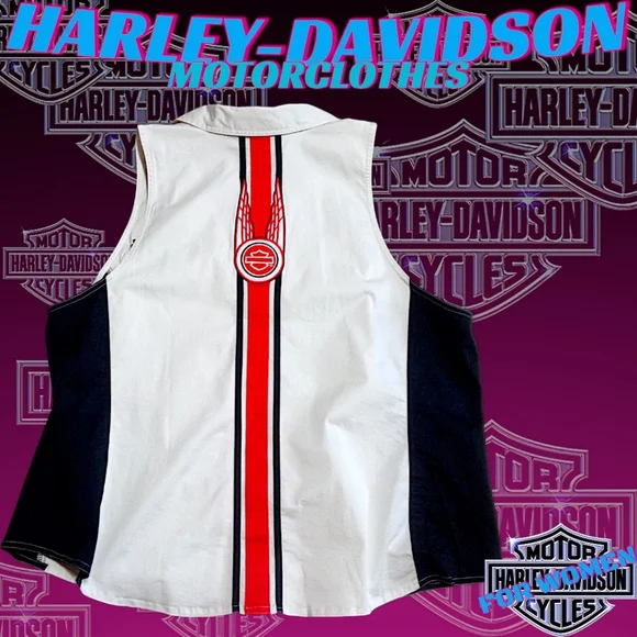 New Harley-Davidson S/L Woven Zip Up Vertical Stripe Vest | Women's 3W (Plus 3X) - Picture 14 of 16